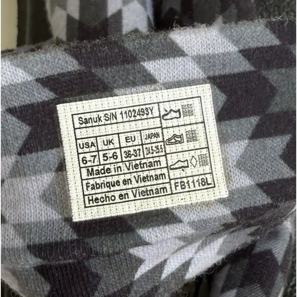 Sanuk Sandals Womens Sz 7 Yoga Slingback Flip Flops Black Gray Chevron Comfort - Picture 6 of 7